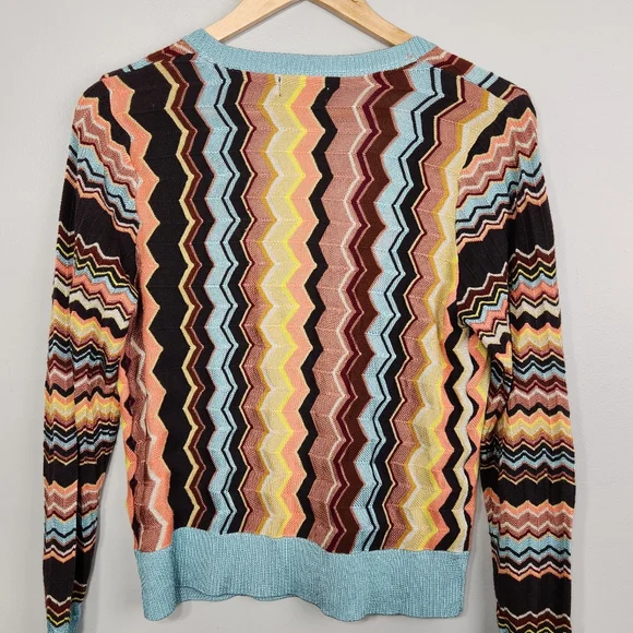 Missoni For Target Cardigan Zig Zag Size Med Teal Brown Soft fall autumn - Picture 6 of 12